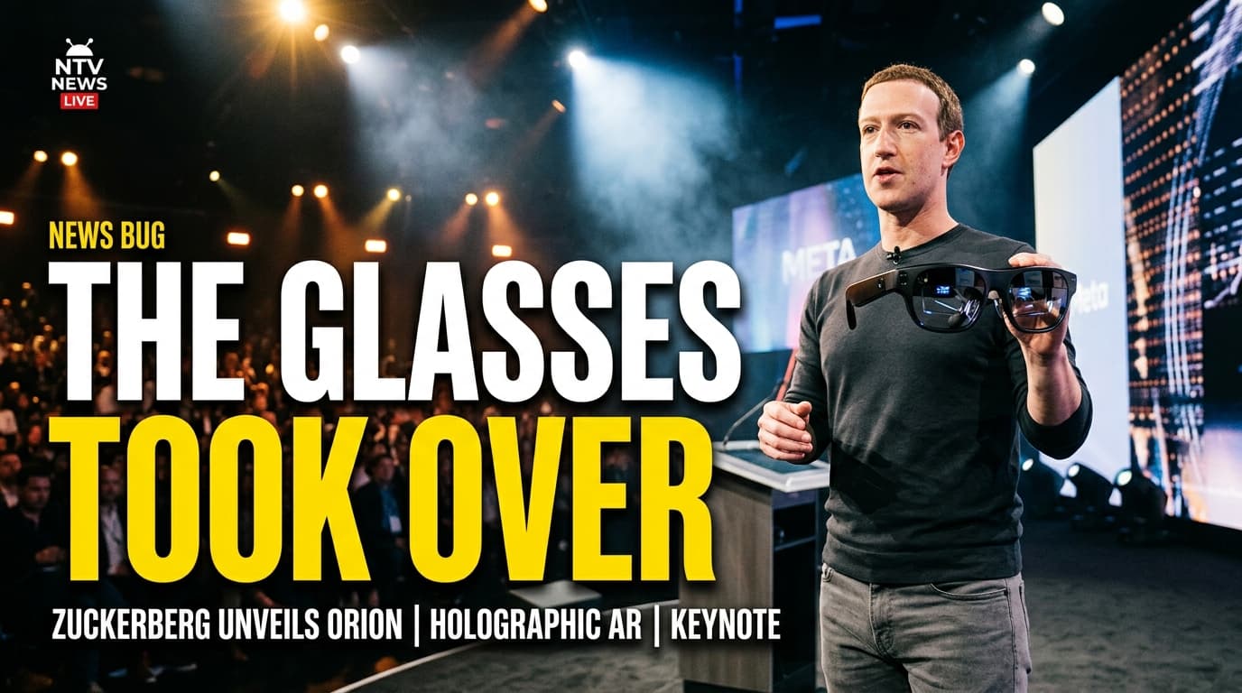 Mark Zuckerberg demonstrating Meta smart glasses on stage at Meta Connect.