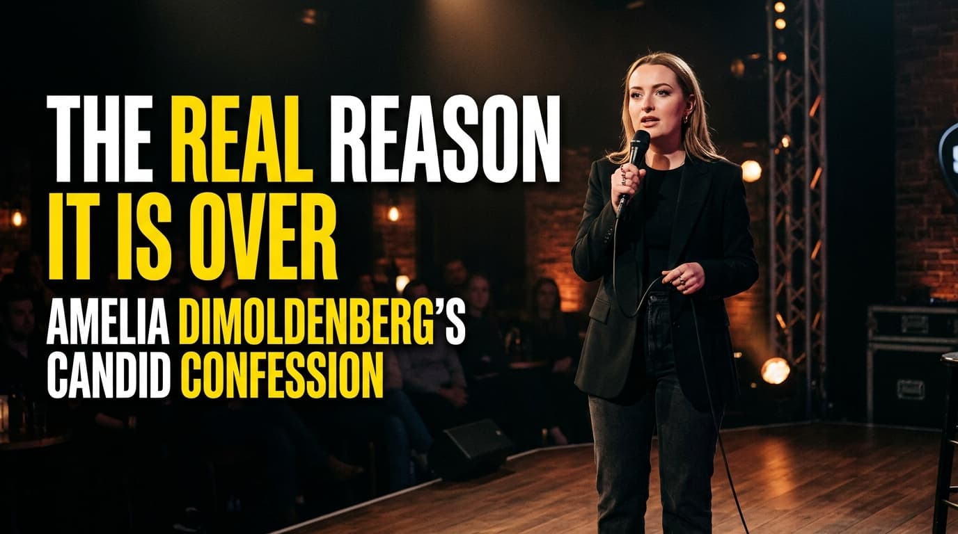 Amelia Dimoldenberg holding a microphone on a comedy stage